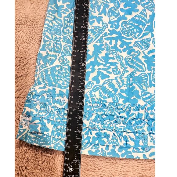 Lilly Pulitzer Skort/Skirt Seashells Coral Zip Back 100% Cotton Ruffle Hem Sz 8 - Picture 6 of 10